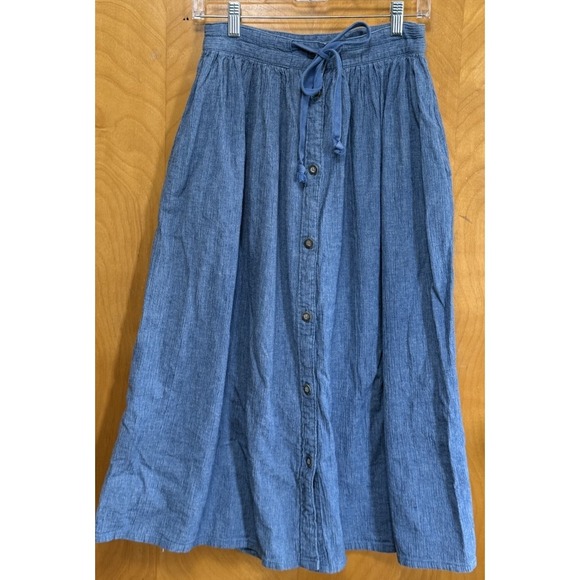 Calvin Klein Dresses & Skirts - VTG Calvin Klein‎ Womens 100% Cotton Chambray Button Front Midi Skirt Sz 8